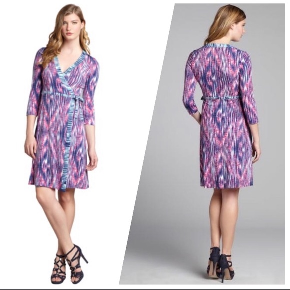 BCBGMaxAzria Space-Dyed Print Wrap Jersey Dress - Picture 1 of 7